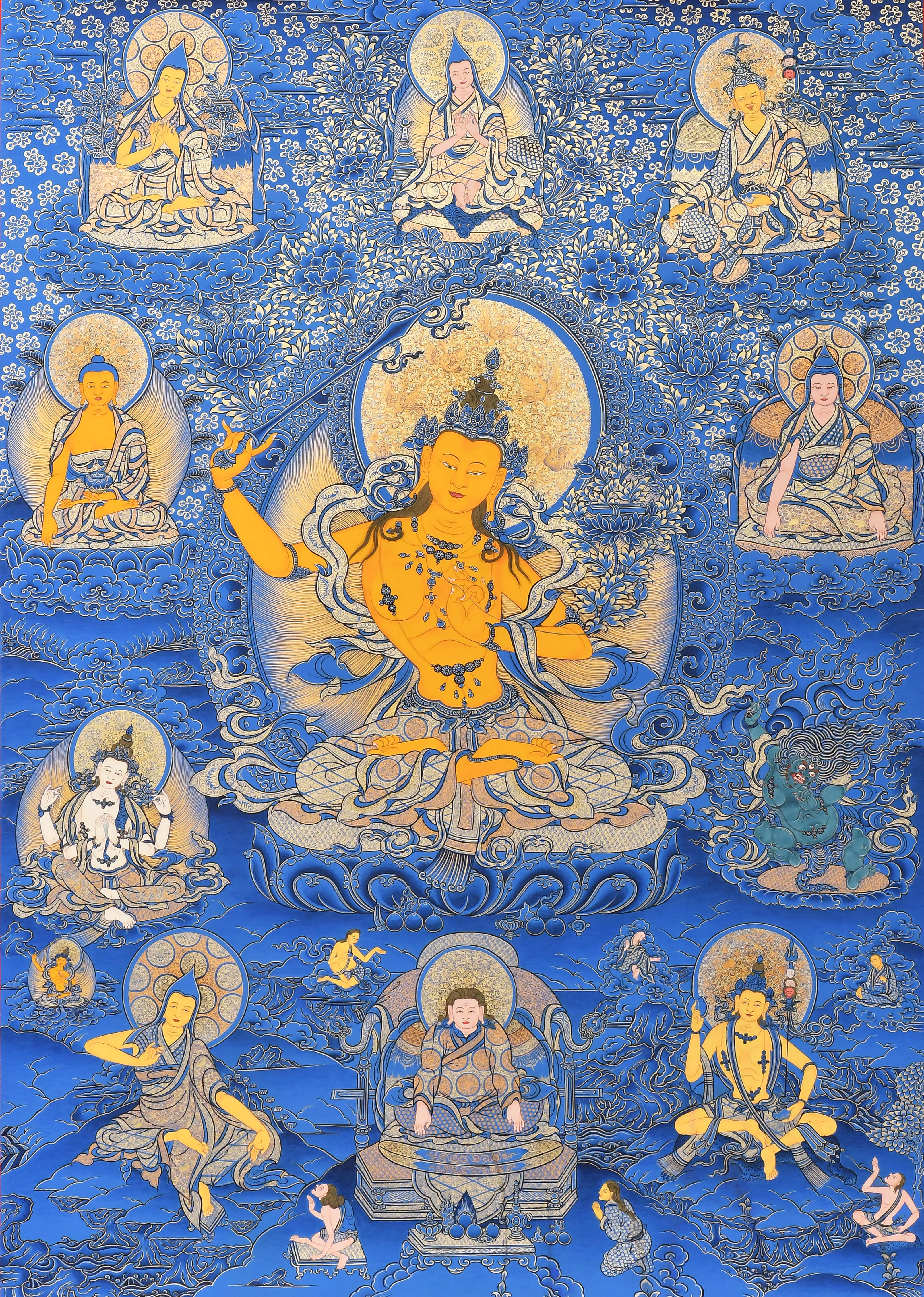 文殊菩萨蓝唐100x70cm