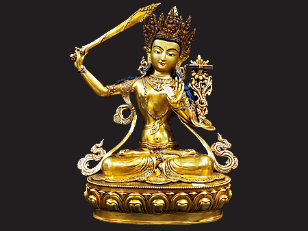 尼泊尔佛像文殊菩萨鎏金66cm_佛像