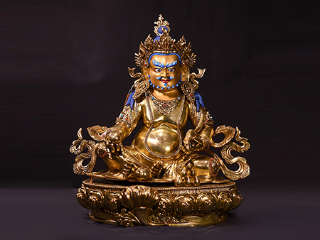 藏传黄财神48cm鎏金精品佛像